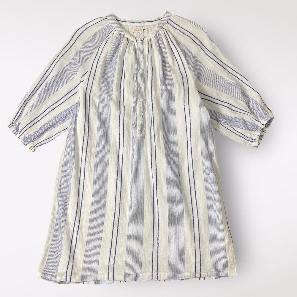 Sundry Stripe Loose‎ Mini Henley Dress Womens Size 1 Blue White Beachy Boho